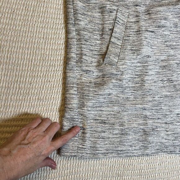 Eileen Fisher Stripe Textured Black White coat Snap Cotton Medium.      Q - Picture 8 of 9